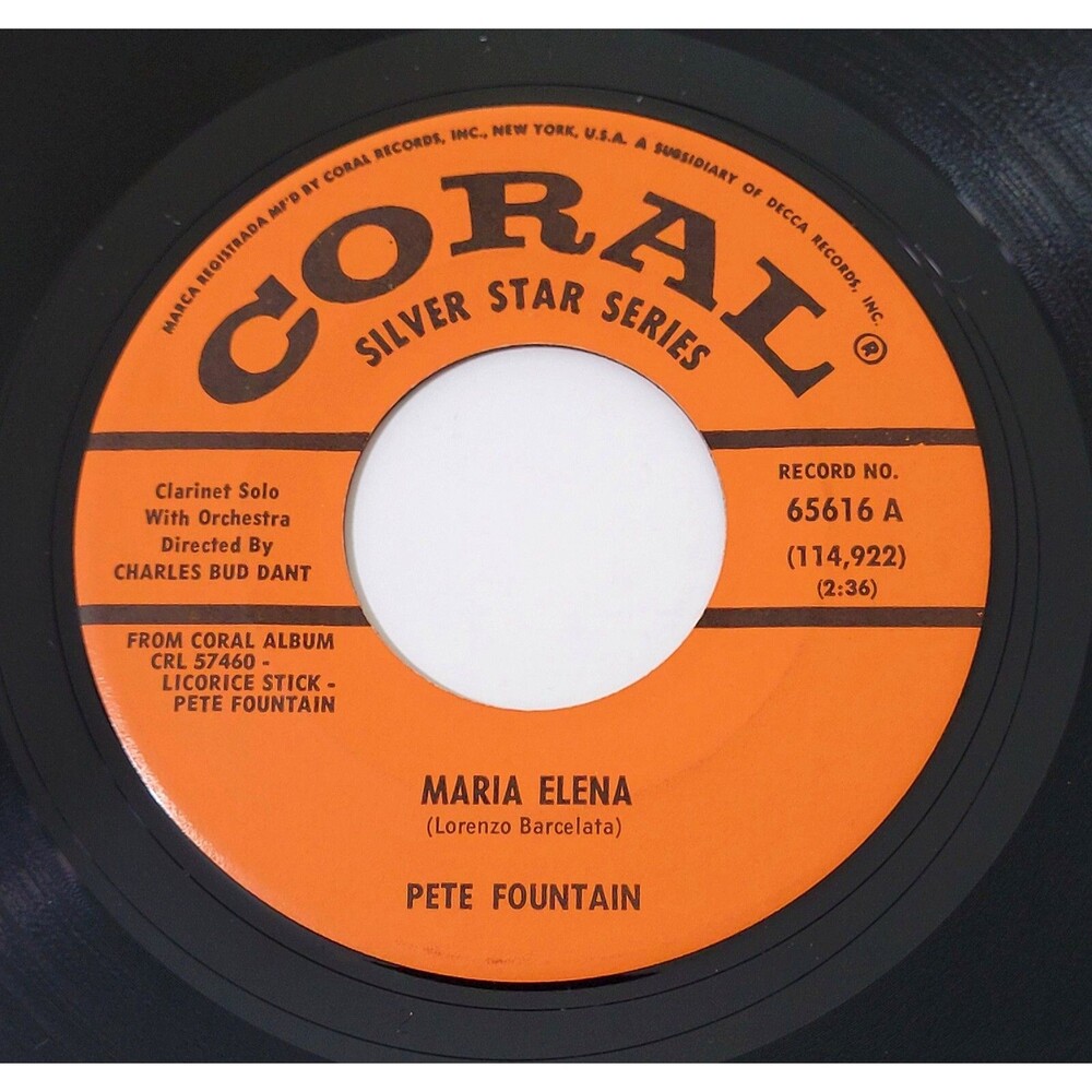 Pete Fountain Maria Elena/Put On Your Old Grey Bonnet 45 RPM Coral M- Jazz '67